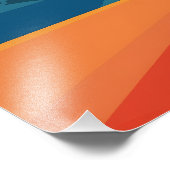  rode en blauwe bergkunst - Retrolandschap Foto Afdruk (Hoek)