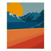  rode en blauwe bergkunst - Retrolandschap Perfect Poster (Voorkant)