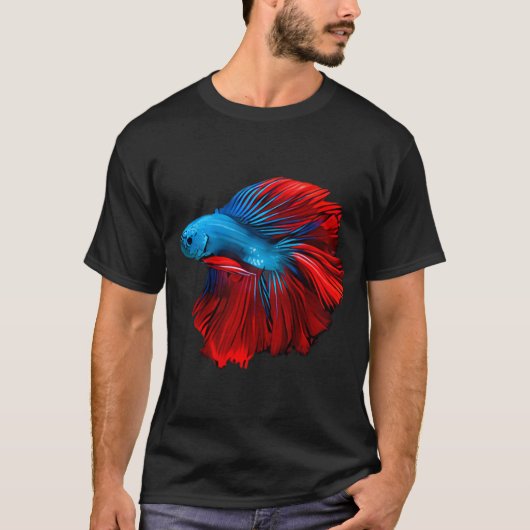 Rode en blauwe Betta Vissen T-shirt (Voorkant)