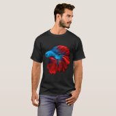 Rode en blauwe Betta Vissen T-shirt (Voorkant volledig)