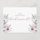 Rode en Blauwe Bloem Bloemen Huwelijk Bruidsmeisje Briefkaart (Voorkant)