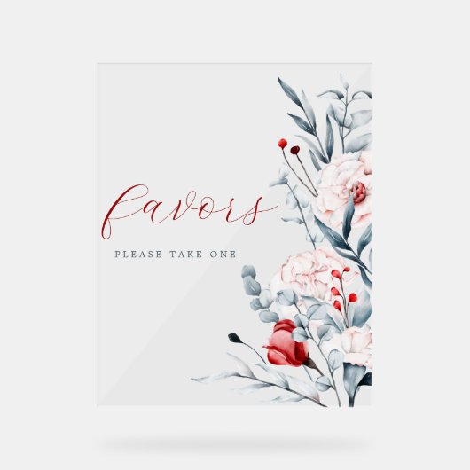 Rode en Blauwe Bloem Bloemen Huwelijksgunst Acryl Bord (Voorkant)