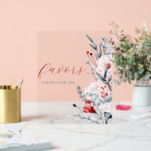 Rode en Blauwe Bloem Bloemen Huwelijksgunst Acryl Bord (Huwelijk)