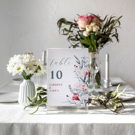 Rode en Blauwe Bloem Bloemen Trouwtafel Nummer