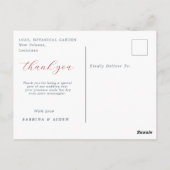 Rode en blauwe bloem bloemenbruiloft bedankt briefkaart (Achterkant)