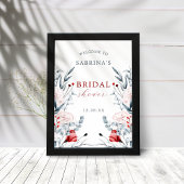 Rode En Blauwe Bloem Bloemrijke Bruids Shower Welk Poster