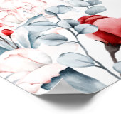 Rode En Blauwe Bloem Bloemrijke Bruidsdouche Welko Poster (Hoek)