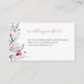 Rode En Blauwe Bloem Bloemrijke Trouwwebsite  Informatiekaartje (Voorkant)