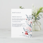 Rode en Blauwe Bloem Bloemstuk Bruiloft Details Informatiekaartje (Staand voorkant)
