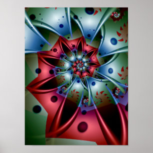 Rode en blauwe bloemblaadjes poster