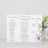 Rode en Blauwe Bloemen Bloemen Trouwprogramma (Staand voorkant)