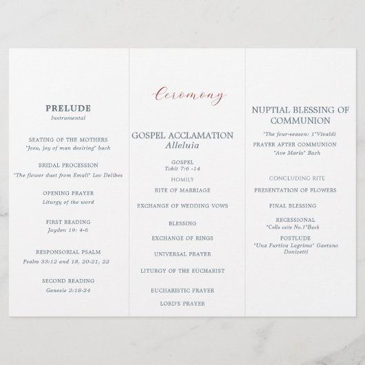 Rode en Blauwe Bloemen Bloemen Trouwprogramma (Achterkant)