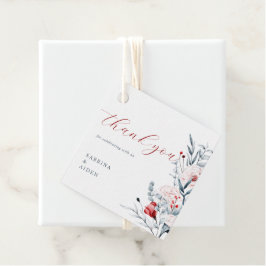 Rode en blauwe bloemen bruiloft bedankjes labels