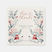 Rode en blauwe bloemen bruiloft servet (Voorkant)