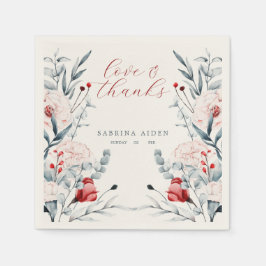 Rode en blauwe bloemen bruiloft servet