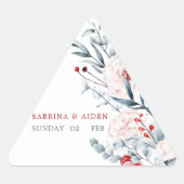 Rode en blauwe bloemen bruiloft sticker (Voorkant)