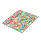 Rode en blauwe bloemen in retro stijl tegeltje (Zijkant)