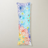 Rode en blauwe bloemen lichaamskussen (Voorkant Verticaal)