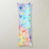 Rode en blauwe bloemen lichaamskussen (Achterkant (Verticaal))