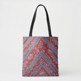 Rode en blauwe bloemendruk bandana tote bag
