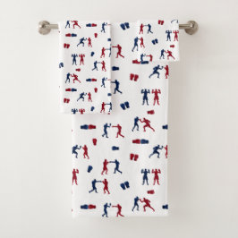 Rode en blauwe bokshandschoenen Boxer Bad Handdoek