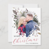 Rode en blauwe Buffalo geruite foto kerstkaart (Voorkant)