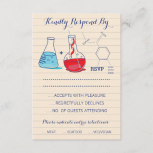 Rode en Blauwe Chemie Wedding Response Kaarten RSVP Kaartje