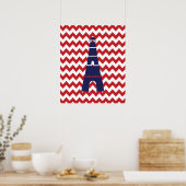 Rode en blauwe Chevron Nautical Lighthouse Poster (Keuken)
