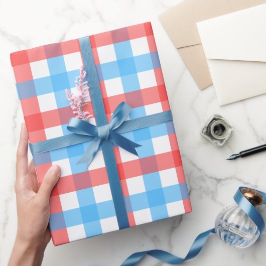 Rode en Blauwe Chex Cadeaupapier (Geschenken)