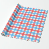 Rode en Blauwe Chex Cadeaupapier (Uitgerold)