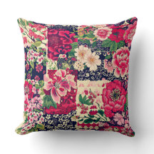 Rode en Blauwe Chinese Patchwork Bloemen