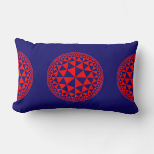 Rode en Blauwe Driehoek Gevulde Mandala Kussen