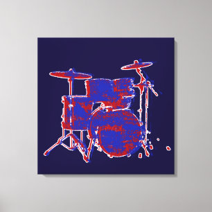 rode en blauwe drums canvas afdruk