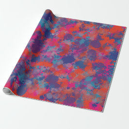 Rode en blauwe druppels Modern Digital Abstract Cadeaupapier