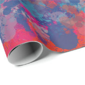Rode en blauwe druppels Modern Digital Abstract Cadeaupapier (Rol Hoek)
