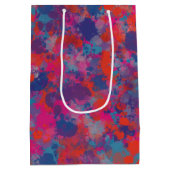 Rode en blauwe druppels Modern Digital Abstract Medium Cadeauzakje (Achterkant)