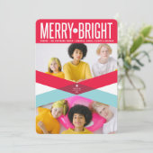 Rode en blauwe dubbele pijlen vrolijke foto feestdagenkaart (Staand voorkant)