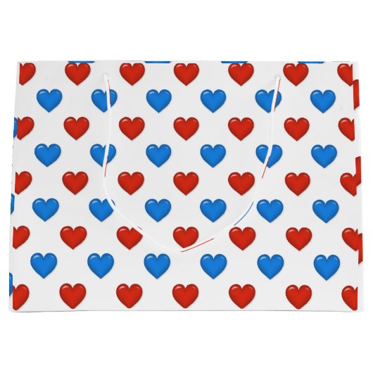 Rode en blauwe elegante hartvorm grote cadeautas (Voorkant)