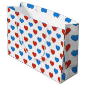 Rode en blauwe elegante hartvorm grote cadeautas (Achterkant Gekanteld)