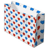 Rode en blauwe elegante hartvorm grote cadeautas (Voorkant Gekanteld)