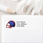 rode en blauwe football helm grafisch etiket (Insitu)