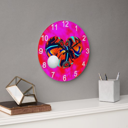 Rode en blauwe gazon kommen, wandklok (Kantoor)