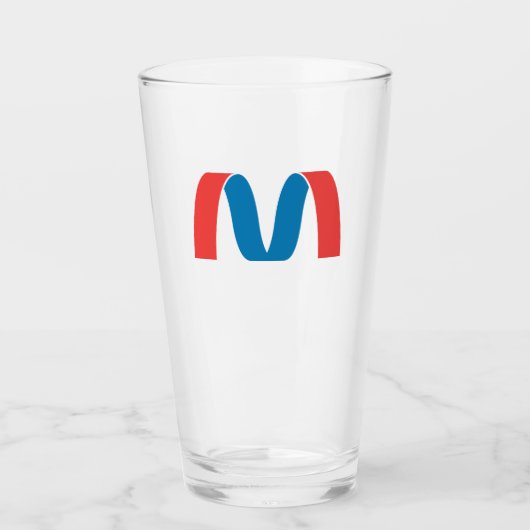 Rode en Blauwe Gestileerde Vette Geometrische Lett Glas (Voorkant)