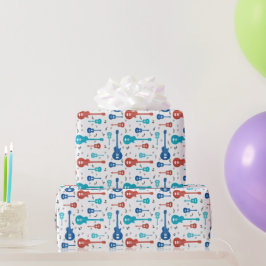 Rode en blauwe gitaren cadeaupapier