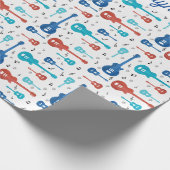 Rode en blauwe gitaren cadeaupapier (Hoek)