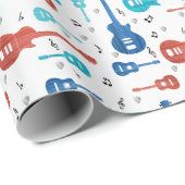 Rode en blauwe gitaren cadeaupapier (Rol Hoek)