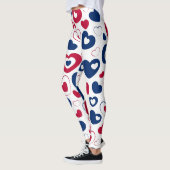 Rode en blauwe grote hartenlegging leggings (Links)