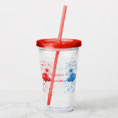 Rode en blauwe harten acryl drinkbeker (Achterkant)