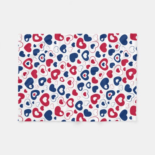 Rode en blauwe harten deken (Voorkant (Horizontaal))