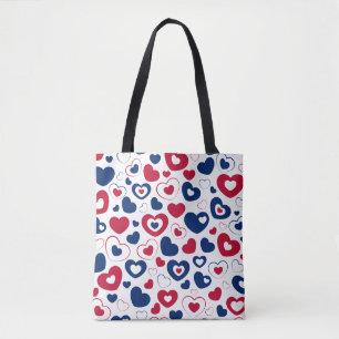 Rode en Blauwe Hartentassen Tote Bag